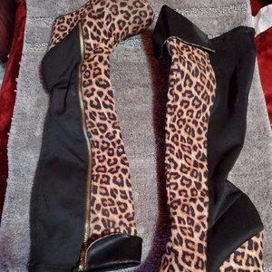 Leopard print Knee high boots